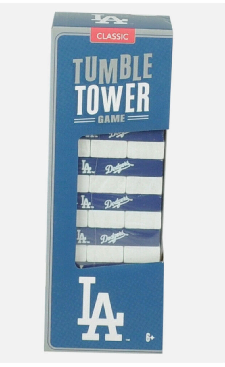 MLB Los Angeles Dodgers Tumble Tower Pinewood Blocks Game Family Fun Blue White