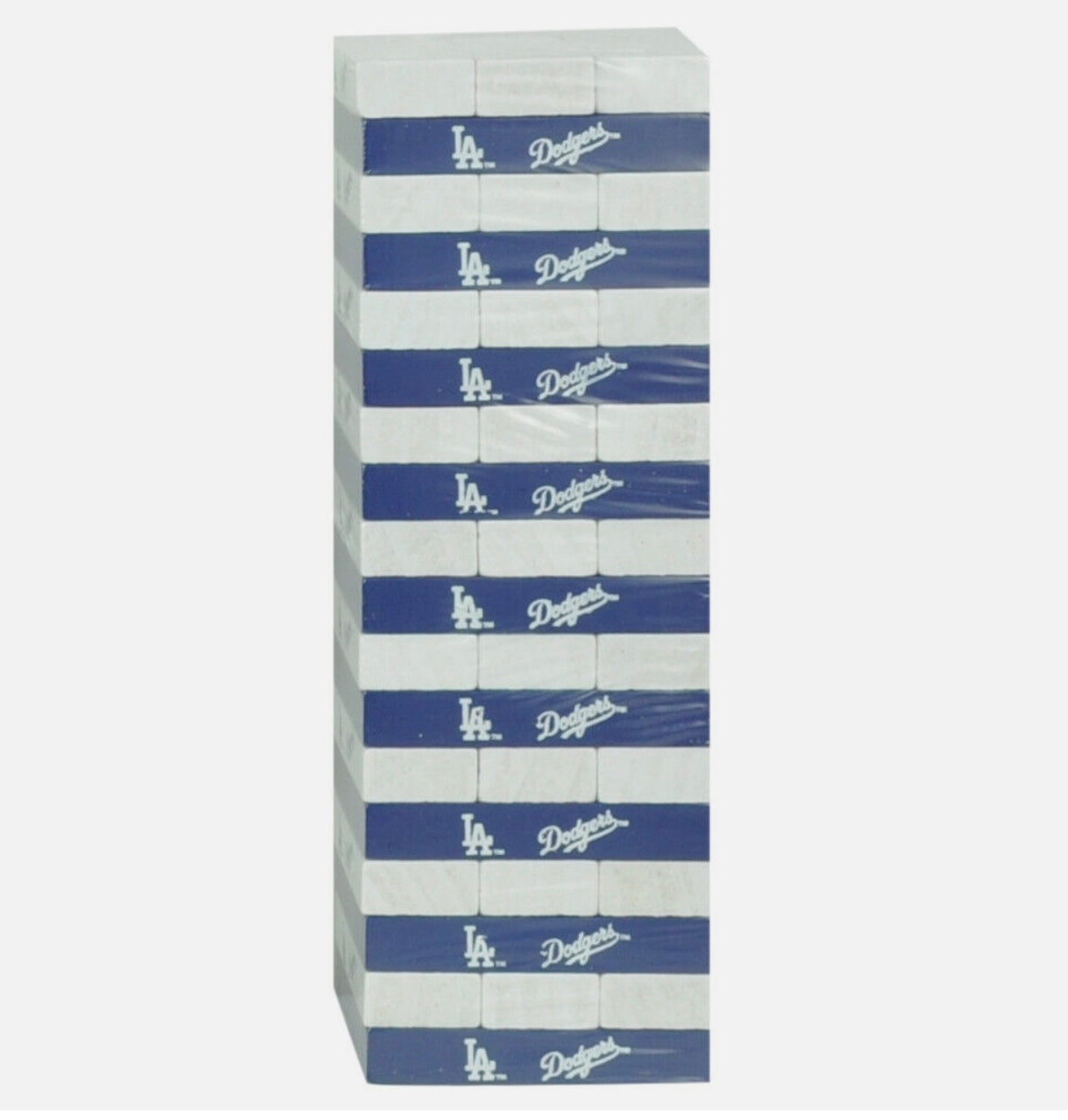 MLB Los Angeles Dodgers Tumble Tower Pinewood Blocks Game Family Fun Blue White